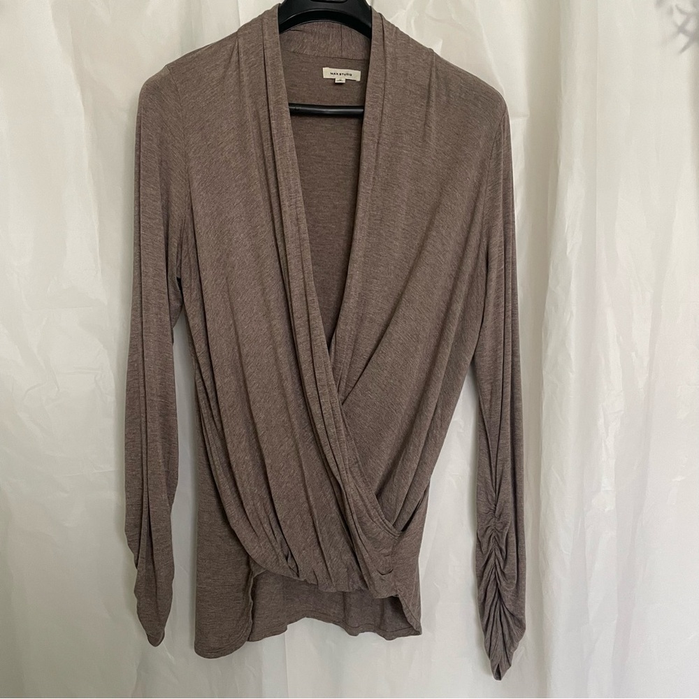 Max Studio Draped Long Sleeve Top- Medium